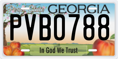 GA license plate PVB0788
