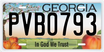 GA license plate PVB0793