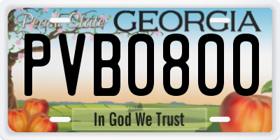 GA license plate PVB0800