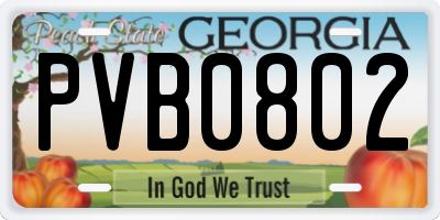 GA license plate PVB0802