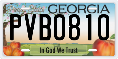 GA license plate PVB0810