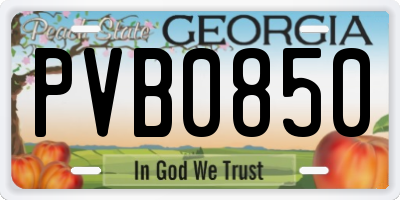 GA license plate PVB0850
