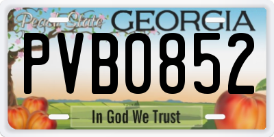 GA license plate PVB0852