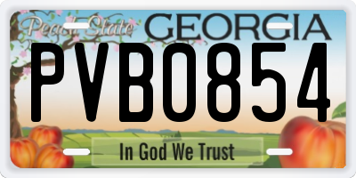 GA license plate PVB0854
