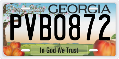 GA license plate PVB0872