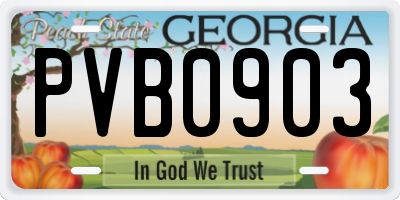 GA license plate PVB0903