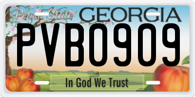 GA license plate PVB0909