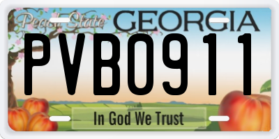 GA license plate PVB0911
