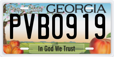 GA license plate PVB0919