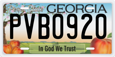 GA license plate PVB0920