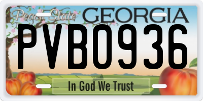 GA license plate PVB0936
