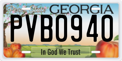 GA license plate PVB0940