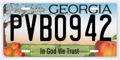 GA license plate PVB0942