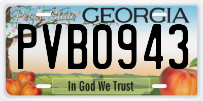 GA license plate PVB0943