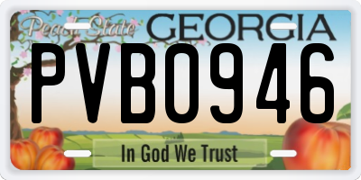 GA license plate PVB0946