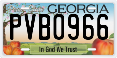 GA license plate PVB0966
