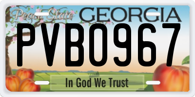 GA license plate PVB0967
