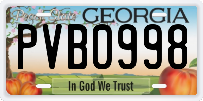 GA license plate PVB0998