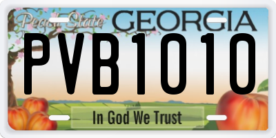 GA license plate PVB1010