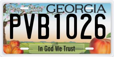 GA license plate PVB1026
