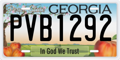 GA license plate PVB1292