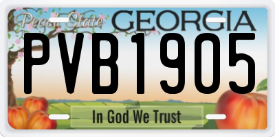 GA license plate PVB1905