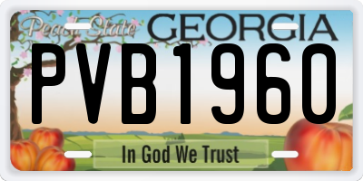 GA license plate PVB1960
