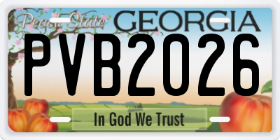 GA license plate PVB2026
