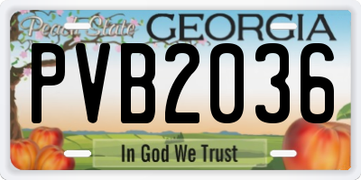 GA license plate PVB2036