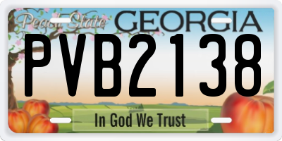 GA license plate PVB2138