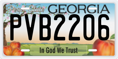 GA license plate PVB2206