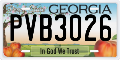 GA license plate PVB3026