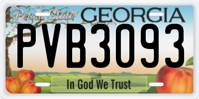 GA license plate PVB3093