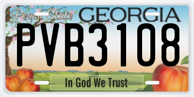 GA license plate PVB3108