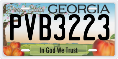 GA license plate PVB3223
