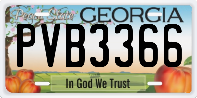 GA license plate PVB3366