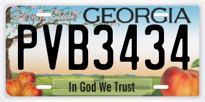 GA license plate PVB3434