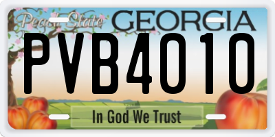 GA license plate PVB4010