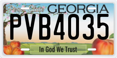 GA license plate PVB4035