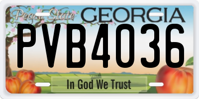 GA license plate PVB4036