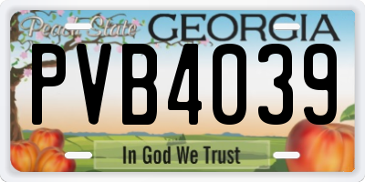 GA license plate PVB4039
