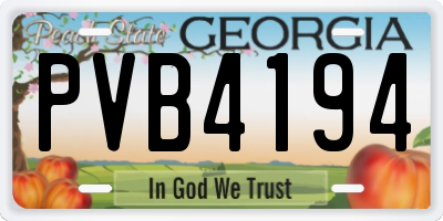 GA license plate PVB4194