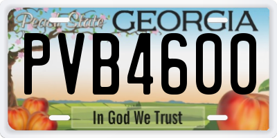 GA license plate PVB4600