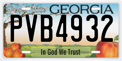 GA license plate PVB4932