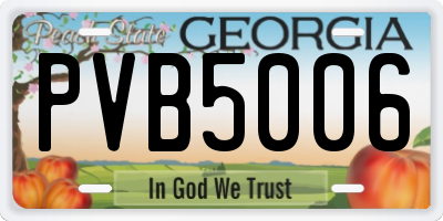 GA license plate PVB5006