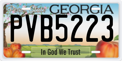 GA license plate PVB5223