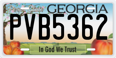 GA license plate PVB5362
