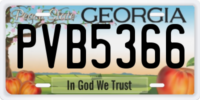 GA license plate PVB5366