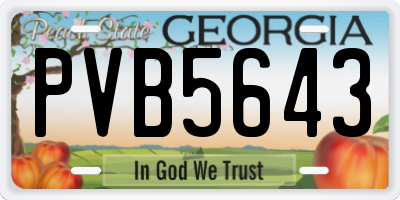 GA license plate PVB5643