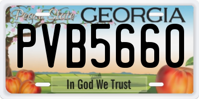 GA license plate PVB5660